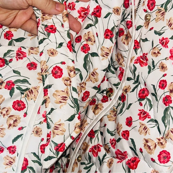 DRAPER JAMES RSVP Floral WhitePuffer Warm Zip Jacket Plus Pockets Beautiful XXL - Picture 7 of 8